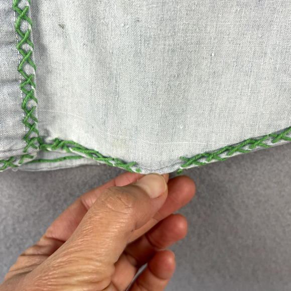 Vintage Kmart Shirt Mens Large Blue Button Up Embroidery Long Sleeve Upcycled - Picture 9 of 16